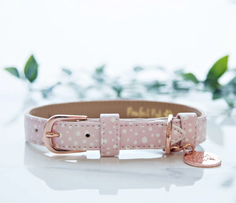 Think pretty polka dot thoughts - vegan leather collar - The Flying Dog n Co