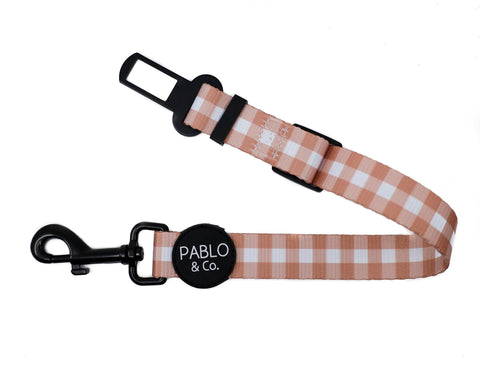 Chocolate Gingham: ADJUSTABLE DOG CAR RESTRAINT