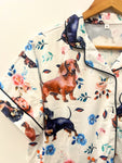 Playful Pyjama Set Floral Dachsund