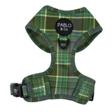 Green Plaid: Adjustable Harness - Pablo & Co - The Flying Dog n Co