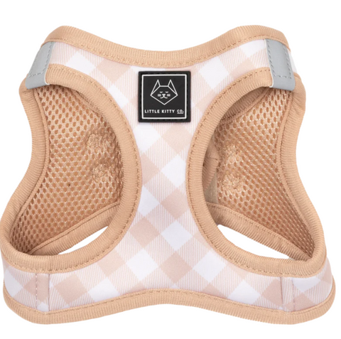 Latte Gingham Step in Cat Harness - The Flying Dog n Co