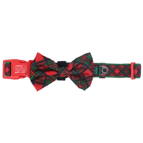 DOG COLLAR & BOW TIE: Festive Tartan