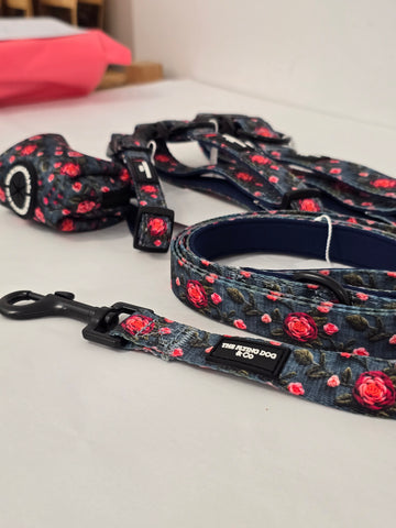 Embroidered Rose - Dog Leash