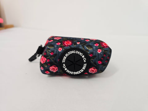 Embroidered Rose - poop bag holder